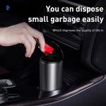 Baseus Premium Car Dust Bin With Lid Vehicle Mounted Ash Tray Trash Can For Car Office Desktop Study With 30 Mini Garbage Bags, Capacity: 500ml