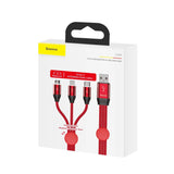 Baseus Car Co-Sharing 3 In 1 Nylon Braided Fast Multi Charging Data Cable (CAMLT-FX09) - Planet Car Care