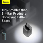 Baseus Gan2 Pro Dual Type-C + USB Quick Charger 65W [Eu Plug] + Type-C To Type-C (CCGAN2P-B01) - Planet Car Care