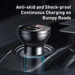 Baseus Digital Display Dual USB 4.8A Car Charger 24W With 3-In-1 Data Cable (TZCCBX-0G) - Planet Car Care