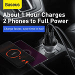 Baseus 2X USB Car Charger 45W 5A Quick Charge 3.0 SCP With Led Display Grey (CCBX-B0G)