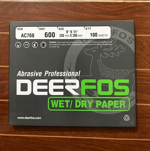 DeerFos 600 Grit Wet & Dry Sand Paper, 9"x 5.5"