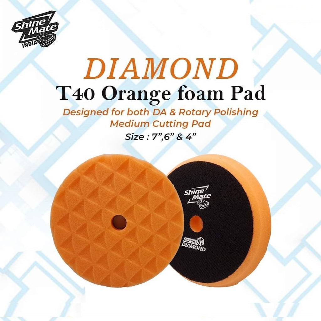 ShineMate T40 Orange Medium-Soft Foam Pad, Diamond, 5/6"