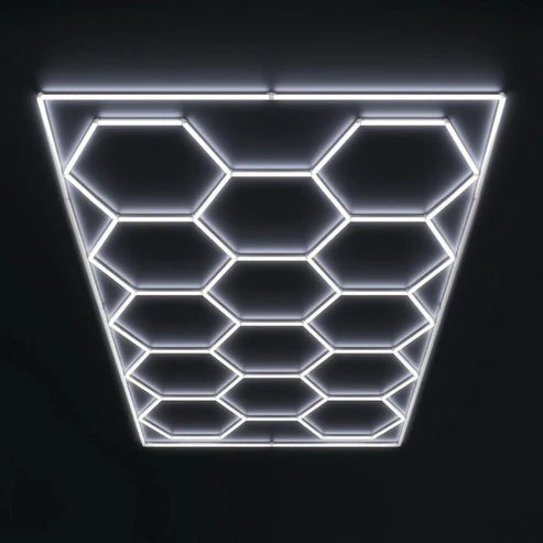PCC 14 Hexagon LED Light, 16x8ft - Modern Lighting for Car Studios, Gyms, Salons, 6500K