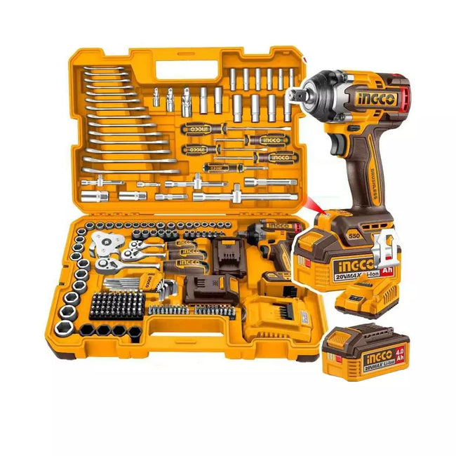 INGCO HKTHP41723 20V Cordless Impact Wrench Tool Set (172 Pcs Kit)