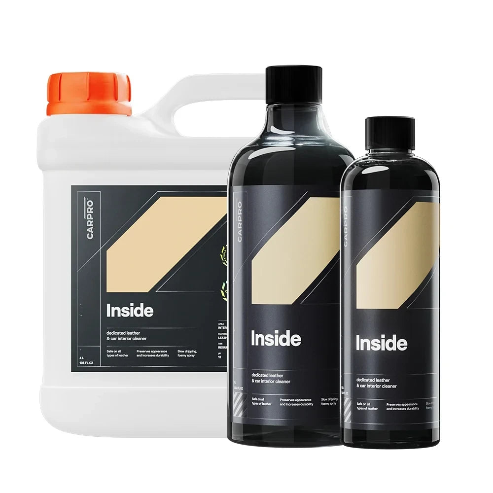 Planet Car Care CarPro Inside leather and interior cleaner bottles in various sizes for deep cleaning vehicle surfaces