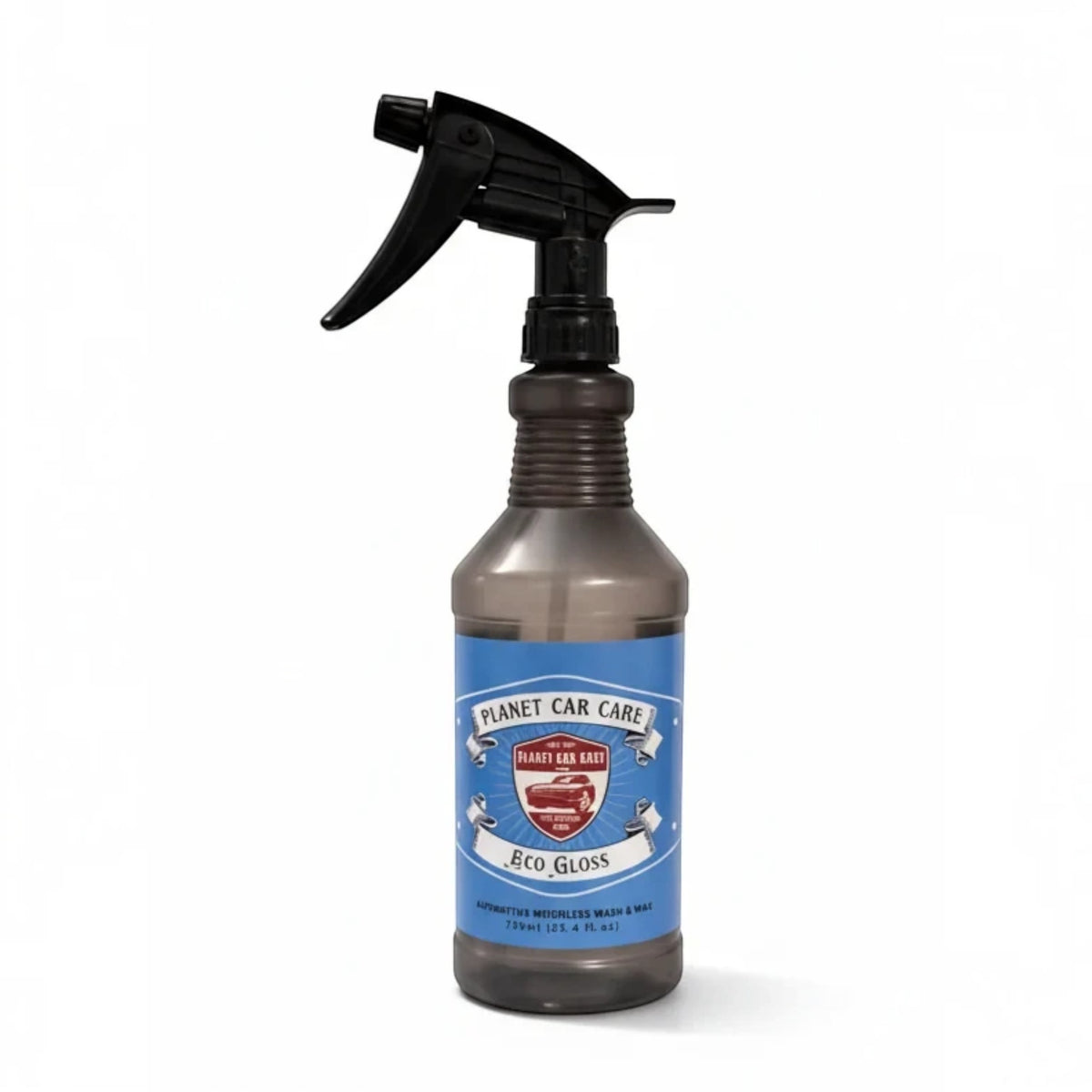 Planet Car Care Eco Gloss waterless wash and wax spray bottle with a blue label for car detailing.