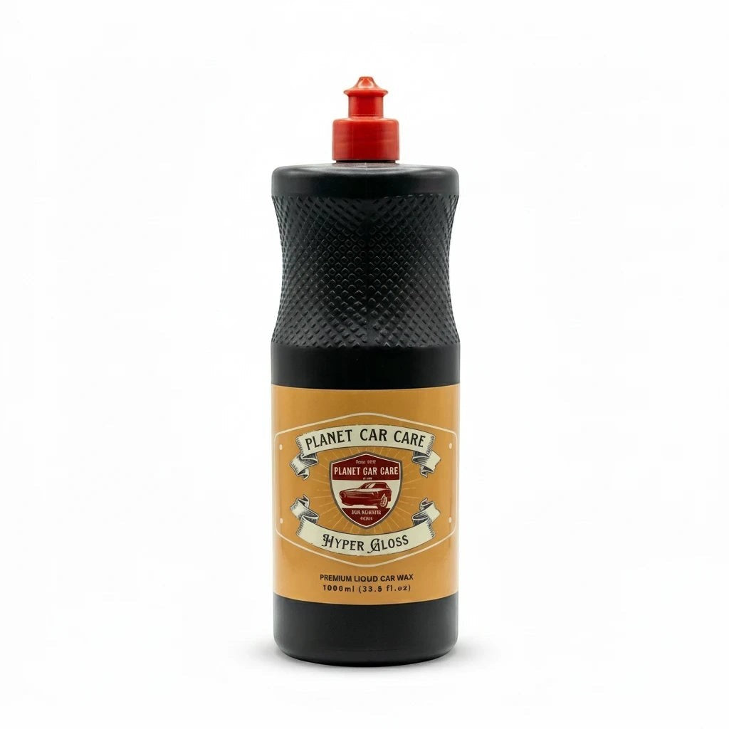 Planet Car Care Hyper Gloss premium liquid car wax in a 1L bottle for high-shine paint protection and water repellency