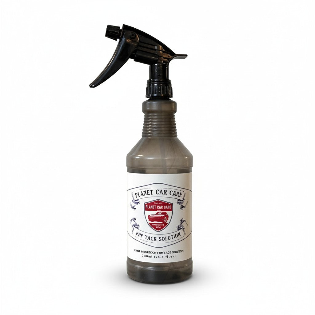 Planet Car Care 750ml PPF Tack Solution in a reusable spray bottle with a black chemical-resistant trigger.