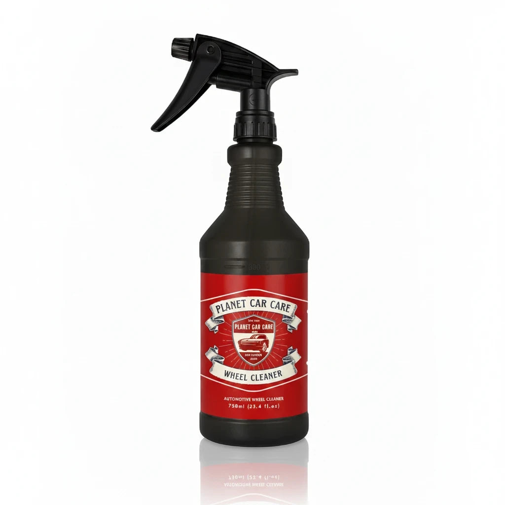 Planet Car Care Rim Raider non-acid wheel and tyre cleaner in a 750ml black spray bottle with a red label.