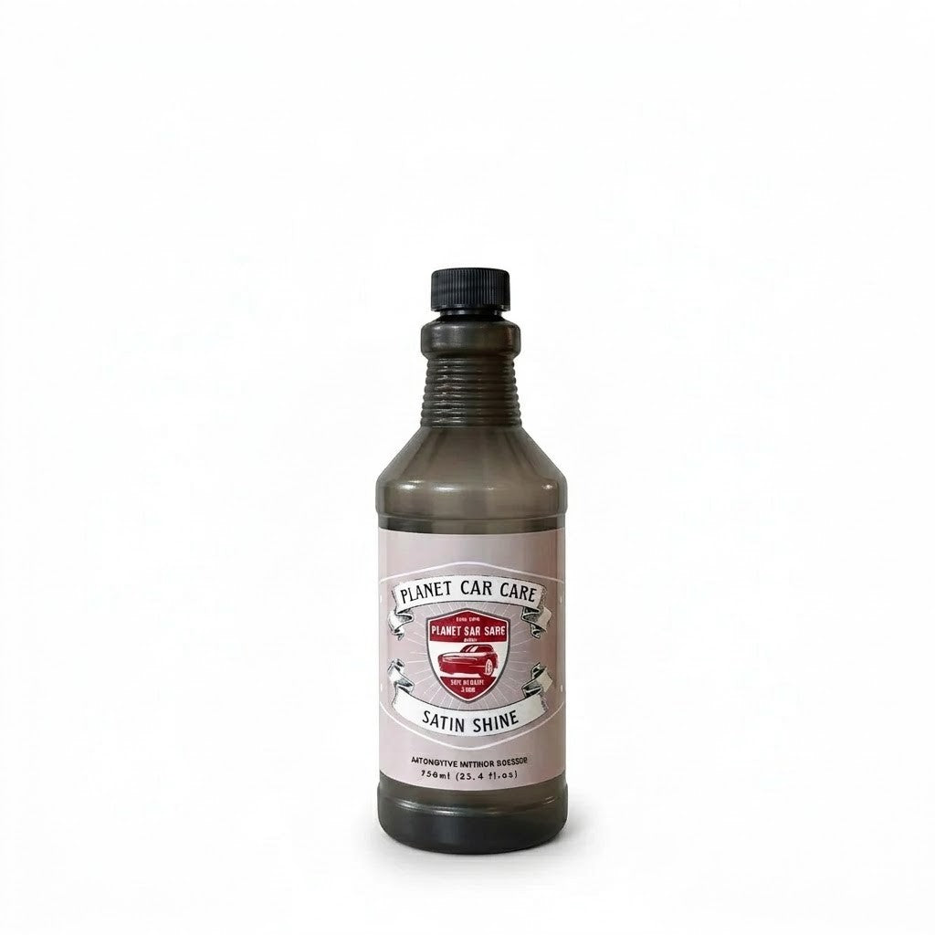 Planet Car Care Satin Shine interior dresser in a 750ml bottle for car dashboard, leather, and vinyl protection.