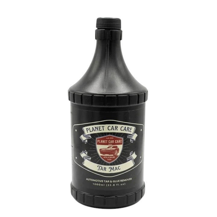 Planet Car Care TarMac 1L bottle for removing tar and adhesive residue from automotive paint, wheels, and glass.