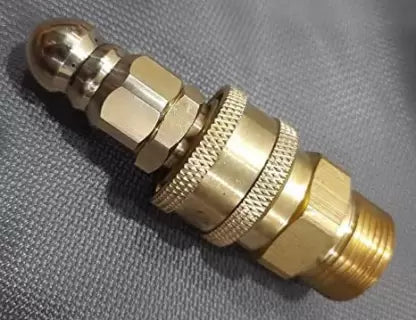 PCC D65 Pressure Washer Sewer Jetter Brass Nozzle – 3/8" Quick Connector, M22/15 Thread