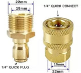 PCC D08 QRC Brass Quick Connect Adapter Set – M22 x 15 (Male & Female)