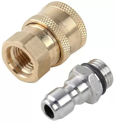 PCC D07 QRC Pair Foam Gun Brass & Stainless Steel Quick Connectors – 14x1.5 Thread, 1/4" QC Plug