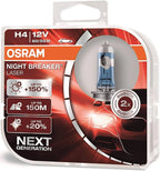 OSRAM Night Breaker Laser H4 12V 60/55W 150% Brighter Halogen Headlight Bulb Pair