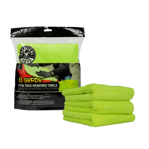 Chemical Guys EL Gordo Extra Thick Professional Microfiber Towel, Green, 16.5"X16.5", Pack of 3 - Planet Car Care