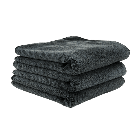 Chemical Guys Workhorse Professional Grade Microfiber Towel, Black, Pack of 3, 16"X16"