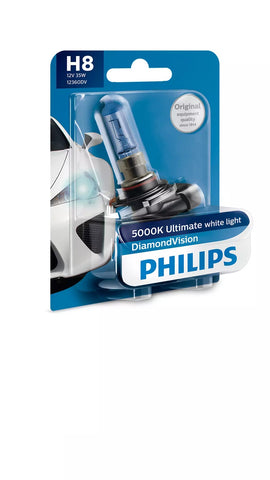PHILIPS H8 Diamond Vision Headlight Bulb, 35W, 5000K