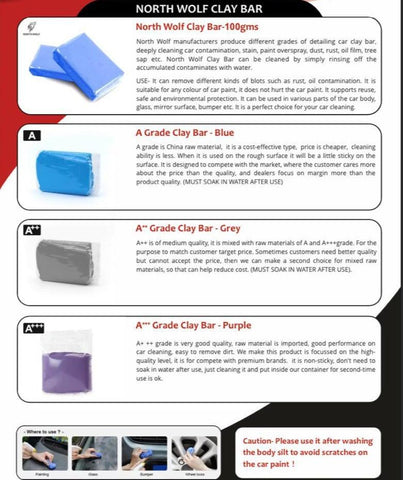 North Wolf Clay Bar Smooth Finish A+++ Grade Purple, 200g – Planet