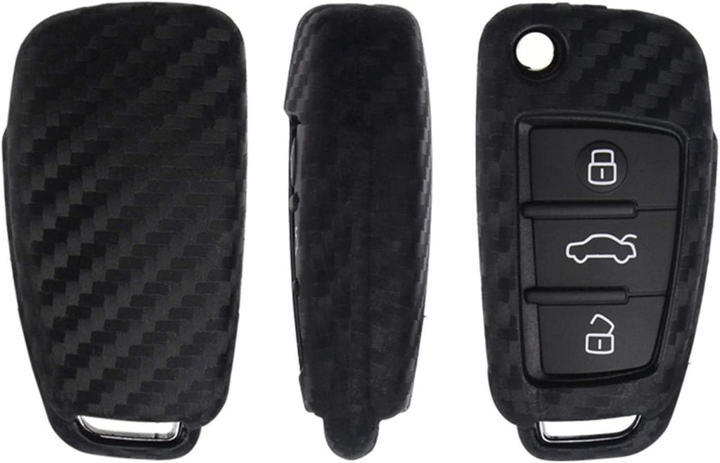 Echt Carbon Auto Schlüssel Cover für Audi A1 A3 A4 A6 TT R8 Q7 S3 RS3  schwarz