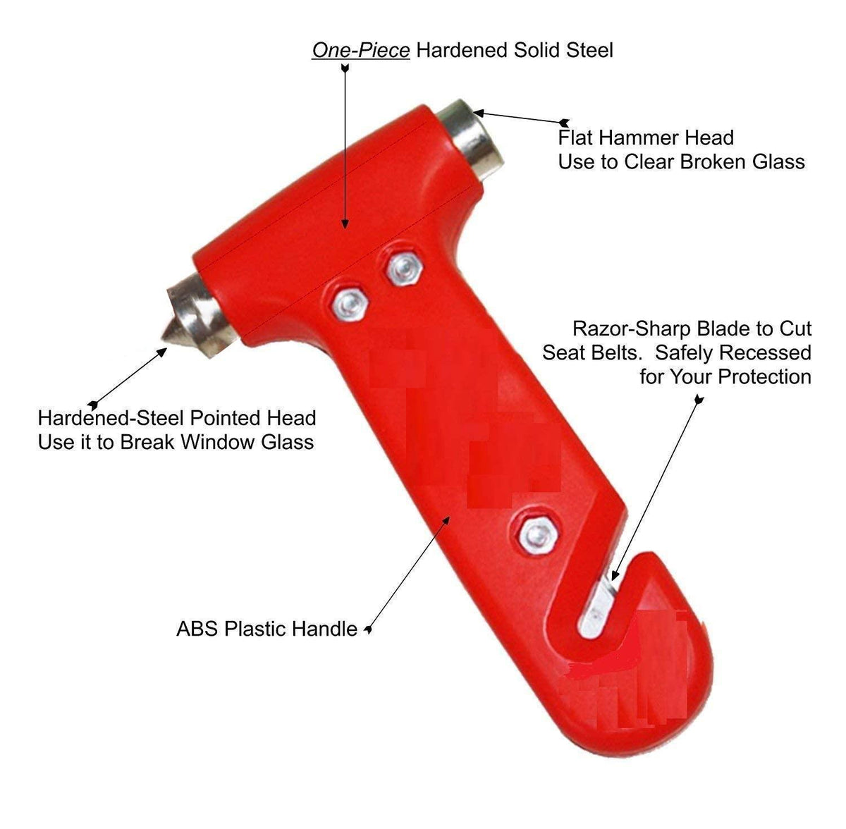 PCC Emergency Hammer Glass Breaker With Seat Belt Cutter - Planet Car Care