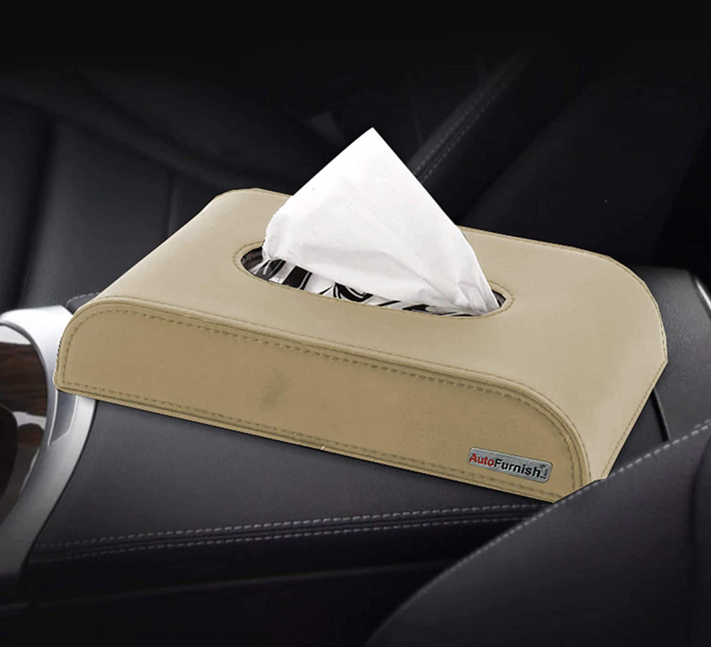 AutoFurnish Softpick Leatherette Car Dashboard Tissue Box, Black