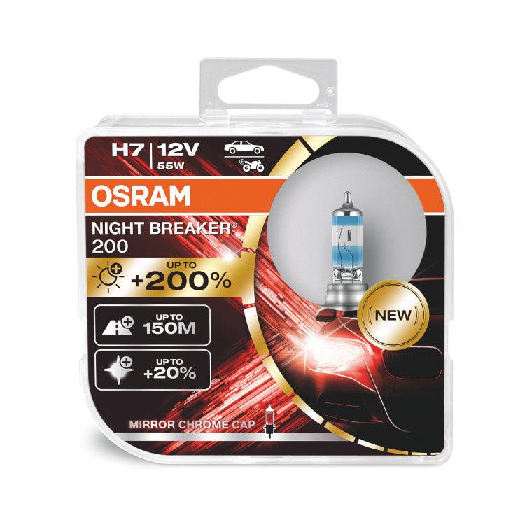 OSRAM H7 Night Breaker Laser 200 Headlight Bulb, 55W, 3550K, Pair - Planet Car Care