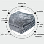 PCC Twisted Loop Drying Towel Double Side, 1400gsm, 70x50cm, Grey - Planet Car Care