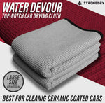 PCC Waffle Weave Top-Notch Car Drying Towel, 100x70cm, Grey