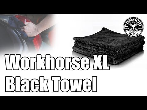 Chemical Guys Workhorse Professional Grade Microfiber Towel, Black, Pack of 3, 40x40cm