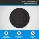 Lake Country CCS Black Foam Finishing Pad, 6.5"