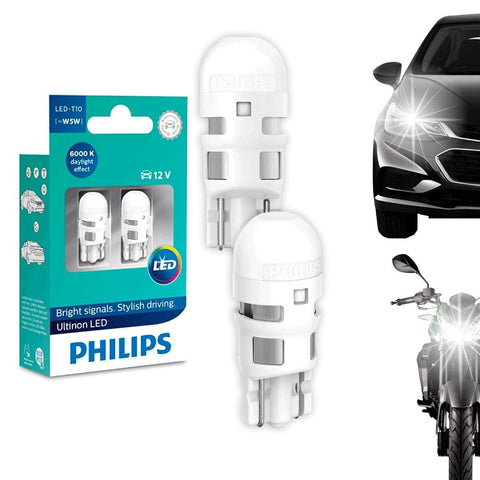 PHILIPS LED-T10[~W5W] Ultinon LED Interior and Signaling Bulb, 5W, 6000K, Pair - Planet Car Care