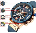 Curren Chronograph Men Watch Leather Luxury Waterproof Sport Watch