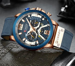 Curren Chronograph Men Watch Leather Luxury Waterproof Sport Watch