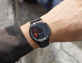 SANDA Men Wristwatch Fashion Wheel Series Dial Leather Strap Waterproof