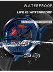 SANDA Men Wristwatch Fashion Wheel Series Dial Leather Strap Waterproof