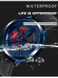 SANDA Men Wristwatch Fashion Wheel Series Dial Leather Strap Waterproof