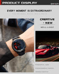 SANDA Men Wristwatch Fashion Wheel Series Dial Leather Strap Waterproof