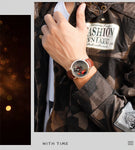 SANDA Men Wristwatch Fashion Wheel Series Dial Leather Strap Waterproof