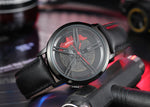 SANDA Men Wristwatch Fashion Wheel Series Dial Leather Strap Waterproof