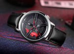 SANDA Men Wristwatch Fashion Wheel Series Dial Leather Strap Waterproof