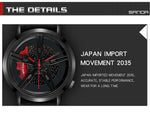 SANDA Men Wristwatch Fashion Wheel Series Dial Leather Strap Waterproof