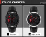 SANDA Men Wristwatch Fashion Wheel Series Dial Leather Strap Waterproof