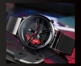 SANDA Wheel Series Dial Men Watch Steel Strap Magnetic Hook Buckle