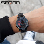 SANDA Wheel Series Dial Men Watch Steel Strap Magnetic Hook Buckle