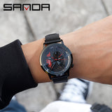 SANDA Wheel Series Dial Men Watch Steel Strap Magnetic Hook Buckle
