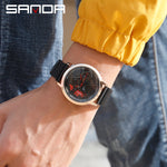 SANDA Wheel Series Dial Men Watch Steel Strap Magnetic Hook Buckle
