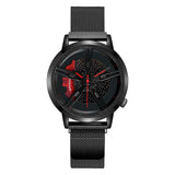 SANDA Wheel Series Dial Men Watch Steel Strap Magnetic Hook Buckle