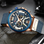 Curren Chronograph Men Watch Leather Luxury Waterproof Sport Watch